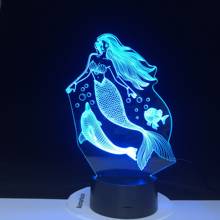 Fairy Tale Mermaid With Dolphins Princess Night Light LED Baby Sleeping 3D Lamp Home Decor Party Xmas New Year Gift 2024 - buy cheap