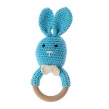 Baby Bunny Ear Teether Wooden Teething Ring Newborn Sensory Toy Shower Gift 2024 - buy cheap
