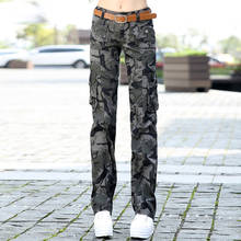 Calça feminina militar camuflada, calça jeans de combate, macacão jeans, com muitos bolsos, 2020 2024 - compre barato