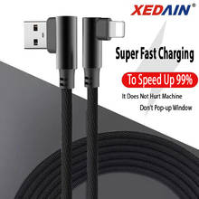 Fast Charging Wire USB Mobile Phone Cable 90 Degree Data Cable With For iphone 11 Pro X XR MAX 6 7 8 8S Nylon Weave 1M 2M 2024 - buy cheap