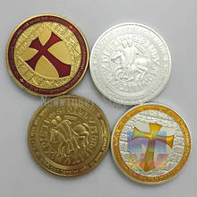 4 unids/lote de monedas de oro y plata Crusader De La Cruz de los Caballeros de Europa, moneda de Metal de recuerdo de Caballero de desafío 2024 - compra barato