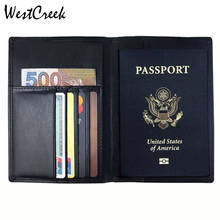 WESTCREEK-Clip de pasaporte minimalista RFID para hombre, conjunto de pasaporte de cuero genuino, tarjetero, conjunto de certificado 2024 - compra barato