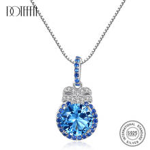 DOTEFFIL роскошное женское ожерелье 7 мм с голубым топазом, Очаровательная цепочка с драгоценным камнем, женское свадебное ювелирное изделие из серебра 925 пробы, подарок 2024 - купить недорого
