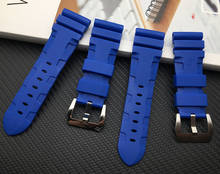 Pulseira panerai de silicone, pulseira de borracha natural azul brilhante de 24mm, 26mm, pulseira panerai, cinto tang, fivela, relógio de pulso, ferramentas 2024 - compre barato