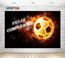 Gfuitrr cenário futebol infantil, fundo de aniversário futebol futebol futebol preto poliéster de vinil fotografia banner decoração adereços 2024 - compre barato