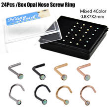 24Pcs Mixed 4Colors Nariz Opal Nose Rings L Nose Piercings Nez Studs Nostril Screw Nose Pin Nose Earring Body Jewelry Piercing 2024 - buy cheap
