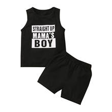 Infant Newnorn Baby Boy’s Vest and Shorts Suit Unique Letter Printed Sleeveless Tops and Solid Color Short Pants 2024 - buy cheap