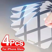 4Pcs Tempered Glass For iPhone 11 12 Pro XS Max X XR Full Cover Screen Protector For iPhone 7 8 6 Plus SE 2020 Protective Glass 2024 - купить недорого