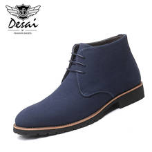 Men's Autumn Winter Casual Boots Men Pointed Toe Lace-up Leather Boots Low-heeled Large Size EU 38-48 Men Shoes 2024 - buy cheap