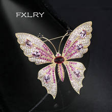 FXLRY New Fashion High-grade shining zircon cute temperament butterfly brooch fashion women's jacket suit pin Jewelry 2024 - buy cheap