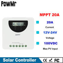 MPPT контроллер солнечного заряда 20A 12 В 24 в авто жидкий гель AGM литиевая батарея в режиме реального времени энергопотребление солнечный регулятор 100 в PV 2024 - купить недорого