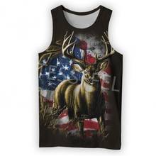 Tessffel 3D Printed Deer Hunting Hunter US Flag Forest Animal Summer Vest Harajuku Street Casual Clothing Top Style3 2024 - buy cheap