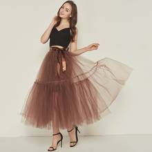 Brown Black 4 Layer Long Full Length Tulle Petticoat Crinoline Hoopless Girl Underskirt Bridal Wedding Dress Slips CQ060 2024 - buy cheap