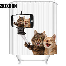 Cortina de ducha de poliéster impermeable para baño, cortina de baño con diseño de animales, gato, León, Tigre, Concha, Frabic 2024 - compra barato