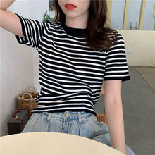 Camiseta a rayas para mujer, camiseta Harajuku, camiseta Punk Coreana de manga corta, camiseta femenina 2024 - compra barato
