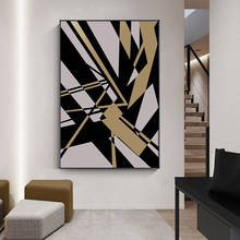 Tiras gruesas abstractas para pared, carteles e impresiones de cuadros de arte moderno para sala de estar, dormitorio y pasillo, negro y amarillo 2024 - compra barato