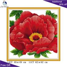 Joy Sunday Begonia Flowers Home Decor H864 14CT 11CT Counted and Stamped Beautiful Red Flower Embroidery DIY Cross Stitch kit 2024 - buy cheap