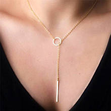 Hot Fashion Gold Color Chain Bar Circle Lariat Necklace Women Simple Long Strip Pendant Necklaces Statement Jewelry Wholesale 2024 - buy cheap