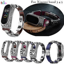 Fashion Leather Band Strap For Xiaomi Band 6 5 4 3 Bracelet Wristband For MIband 6 5 4 Smart Watchband +Metal Case High Quality 2024 - buy cheap