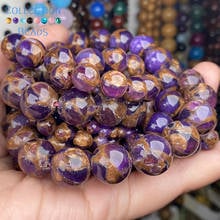 Cuentas de piedra púrpura Natural de Cloisonne, abalorios redondos para fabricación de joyas, accesorios de pulsera DIY de 4-12 MM, venta al por mayor 2024 - compra barato