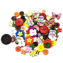 Botones decorativos mezclados al azar, 2 agujeros, costura mixta, 300 piezas, encantador, Flatblck, artesanía, Scrapbooking, botón de madera 2024 - compra barato