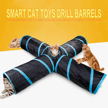 Túnel plegable para gatos, tienda tipo S para interiores, diversión interactiva, de entrenamiento para cachorros y gatitos juguete, 1/2/3/4 agujeros 2024 - compra barato