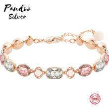 PANDOO-abalorio de moda para mujer, plata 925 pura Original, copia 1:1, tono rosa suave, mano salvaje elegante, regalos de joyería de lujo 2024 - compra barato