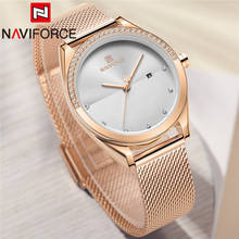 Naviforce moda feminina assista topo da marca de luxo rosa ouro senhoras relógio de pulso pulseira aço inoxidável clássico feminino 5015 2024 - compre barato