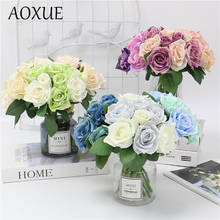 Artificial flower bouquets 7 heads rose silk flower holiday party home Christmas decoration living room fake wedding bouquet 2024 - buy cheap