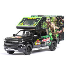 Camión de transporte de dinosaurios jurásicos a escala 1:32, vehículo de juguete de aleación con ruedas traseras, regalos de coche 2024 - compra barato