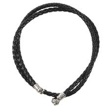 Jewelry Men's Necklace - 3mm Cord - Leather - Stainless Steel - for Men - Color Black- With Gift Bag 2024 - buy cheap
