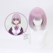 Pelucas de Cosplay de Anime SSSS.GRIDMAN Shinjo Akane para mujer, pelo largo y liso púrpura, para Cosplay de Halloween y gorro de peluca 2024 - compra barato