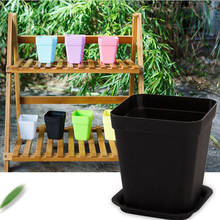 Mini vaso de plástico para plantas, vaso quadrado colorido com bandeja de plástico artificial para jardim, decoração para escritório e casa 2024 - compre barato