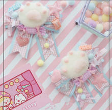 Handmade Lolita Jewelry Accessories Cute Cat Paw Bowknot Hairpin Hair Accessories  D506 2024 - buy cheap