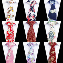 Gravatas florais para homens, flores coloridas, pássaros, impressos, linha de algodão, gravatas masculinas, 6cm, slim, pescoço, magro, gravata para festa de casamento 2024 - compre barato