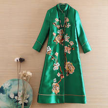 High-end Elegant Lady Outerwear Autumn Chinese Style Embroidery Retro Women Vintage Loose Trench Coat Female S-XXL 2024 - buy cheap