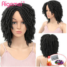 Peruca de cabelo sintético aigemei dreadlock, peruca de crochê com torção, para mulheres, baixa temperatura, retardador de chamas, fibra sintética tbug, preto 2024 - compre barato