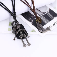 HOCOLE Vintage Punk Leather Necklace For Men Stainless Steel Robot Axe Pendant Long Leather Rope Necklace 2019 Male Jewelry Gift 2024 - buy cheap
