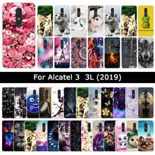 Модный чехол для Alcatel 3/3L 3 L, 2019, Мягкий ТПУ силиконовый чехол с цветами и котом для Alcate3 Alcate3L, чехлы для телефонов с принтом, чехол 2024 - купить недорого