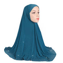 Популярные 2020 Рамадан новый стиль большой размер 70*70 см ITY Бисероплетение мусульманский один кусок мгновенный длинный хиджаб 2024 - купить недорого