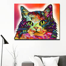 Abstract Animal Print Wall Art Canvas Painting Colorful Cat Poster and Print Wall Art Picture for Kids Room Home Decor 2024 - buy cheap