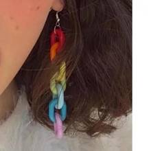 Pendientes de cadena larga acrílica para mujer, aretes colgantes de colores del arcoíris, Color caramelo, joyería de verano 2024 - compra barato