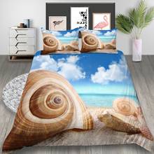 Juego de cama con estampado 3D de conchas marinas, fundas de edredón, fundas de almohada, edredón, ropa de cama 2024 - compra barato