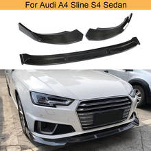 Spoiler de fibra de carbono para audi, para-choque dianteiro, audi a4, sline, s4, sedan, 2019, aparência de carbono, preto brilhante 2024 - compre barato