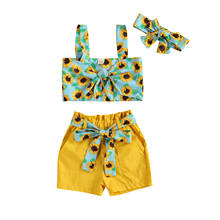 Citgeett Summer 1-5Years Kid Baby Girl Tops Pants Suit  Sleeveless Shirt Loose Shorts Sunflower Print Clothes Set 2024 - buy cheap
