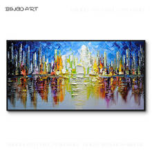 Gifted Artist Hand-painted High Quality Abstract Urban City Acrylic Painting on Canvas Rich Colors Knife Painting City Painting 2024 - buy cheap
