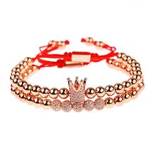 Classic Gold Crown Copper Bead Man Bracelets Homme Trendy Micro-Inlaid Zircon CZ Ball Bracelet Fashion Jewelry 2024 - buy cheap