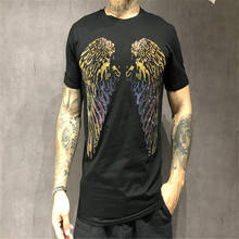 Новая мужская футболка со стразами, роскошный дизайн, 100% хлопок, Мужская футболка, дизайнерская мужская футболка 2024 - купить недорого