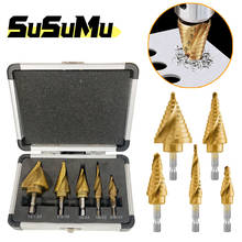 HSS Titanium Coated Step Drill Bit Set Spiral Cobalt Multiple Hole Punch Opener Power Tool for Metal Drilling Woodworking Case 2024 - купить недорого