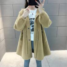 Woolen Jacket Women Coats New 2021 Woolen Coat Women Clothing Long Slim Thick Warm Hooded Jackets Female Pakras Black Red 2024 - buy cheap